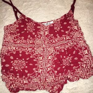 Vintage red bandanna crop top